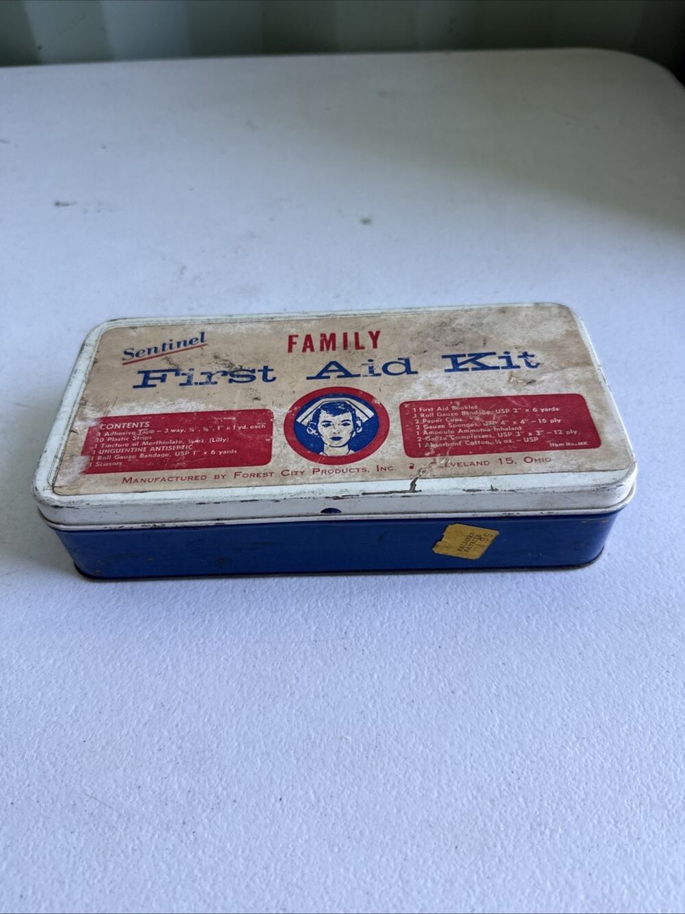 Vintage Sentinel Family First Aid Kit Tin Original Contents & Handbook